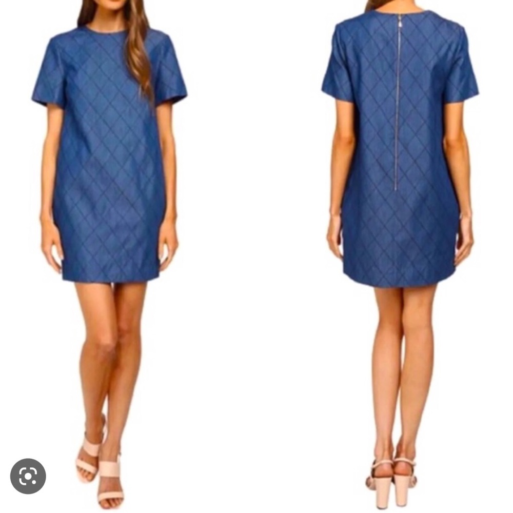 ♠️ Kate Spade Quilted Chambray Shift in Darkest Blue Embroidered